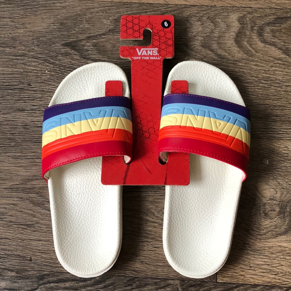 Rainbow Vans Slides